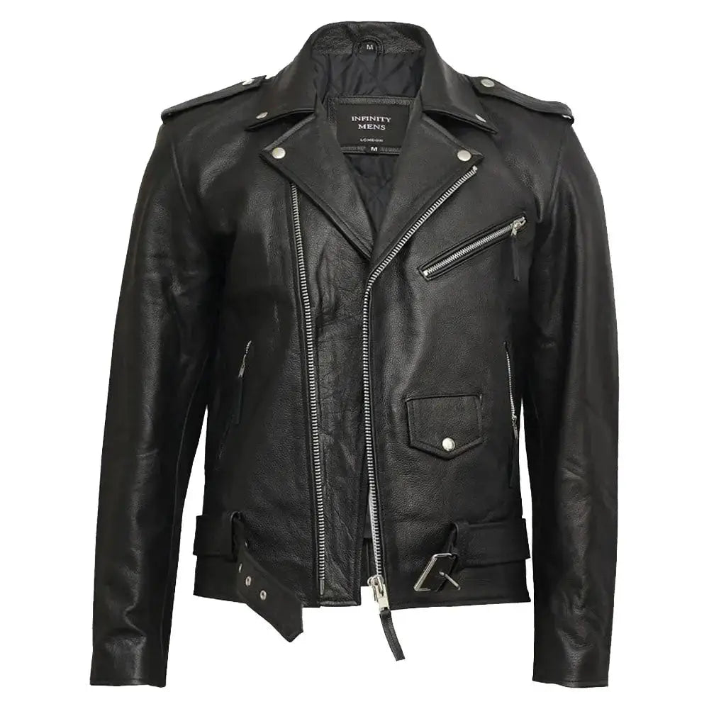 Mens Real Leather Brando Biker Jacket - Riders Republic UK