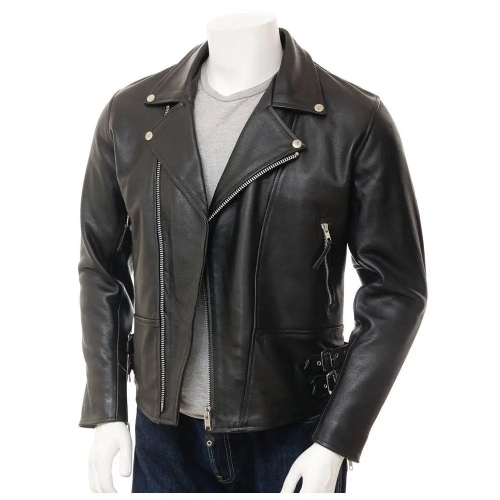 Mens Real Leather Moto Biker Jacket - Riders Republic UK