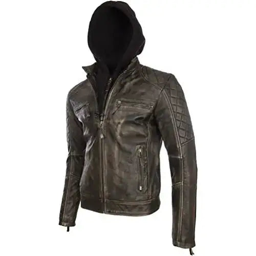 Mens Vintage Leather Biker Jacket - Riders Republic UK
