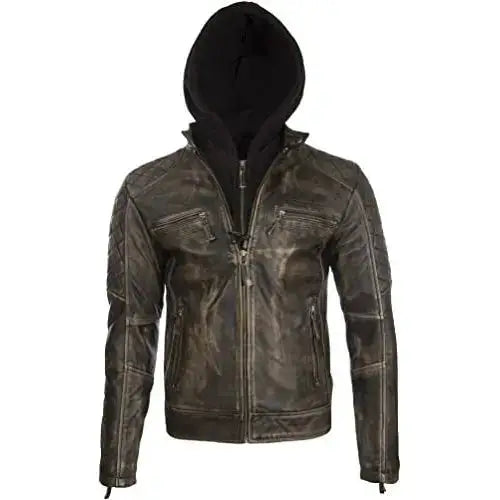 Mens Vintage Leather Biker Jacket - Riders Republic UK