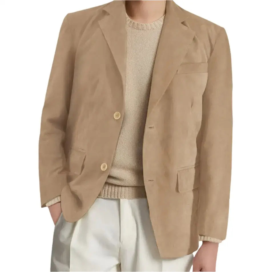 Mens Real Suede Leather Blazer Coat - Riders Republic UK