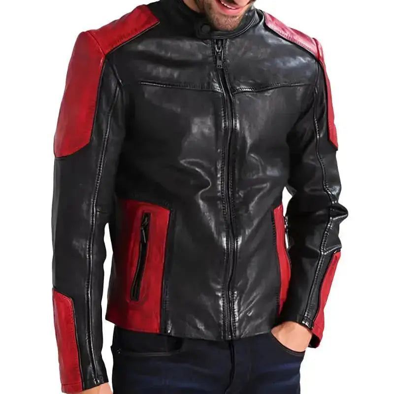 Mens Red and Black Biker Jacket - Riders Republic UK