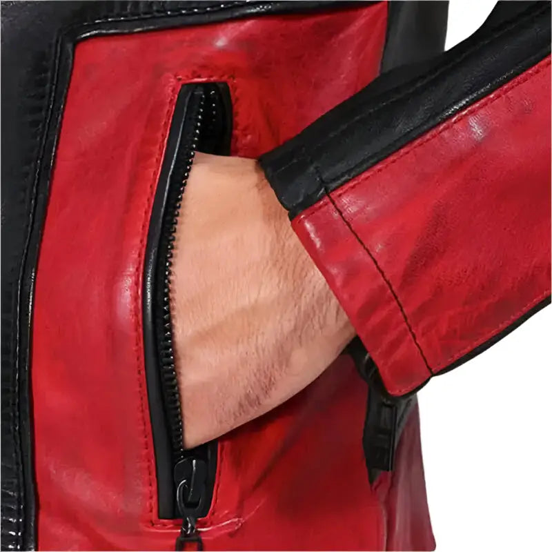 Mens Red and Black Biker Jacket - Riders Republic UK