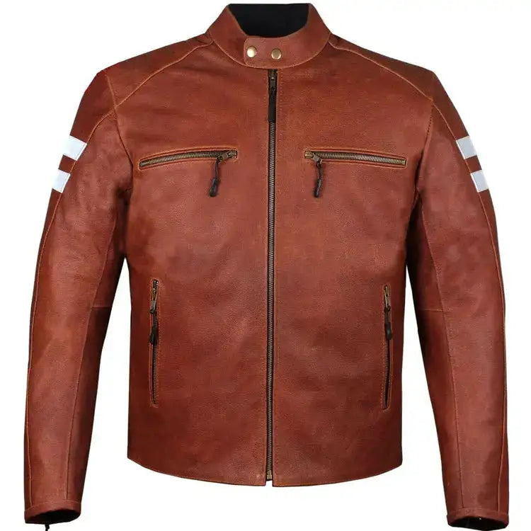 Red Leather Biker Jacket - Riders Republic UK