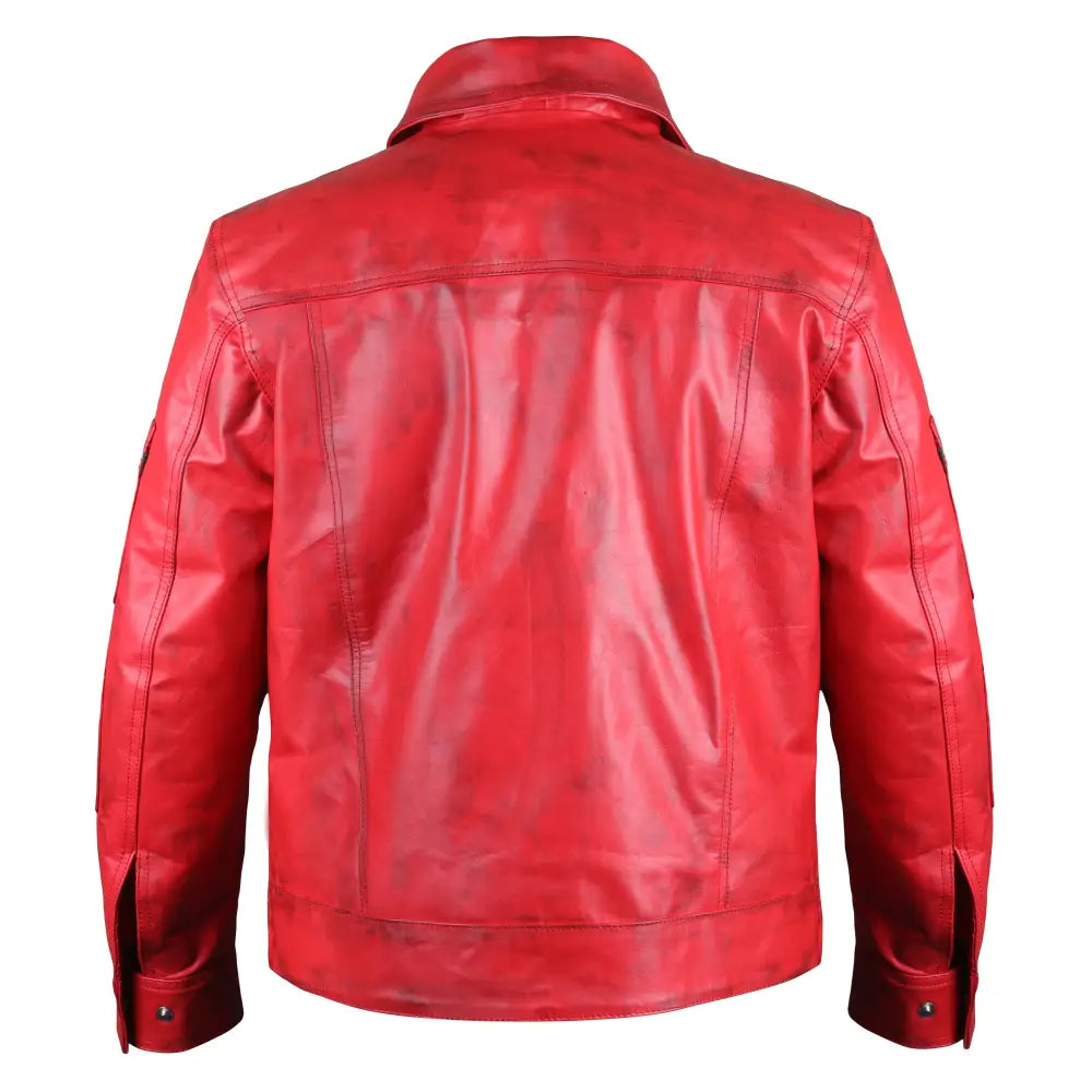 Mens Red Leather Winter Jacket - Riders Republic UK