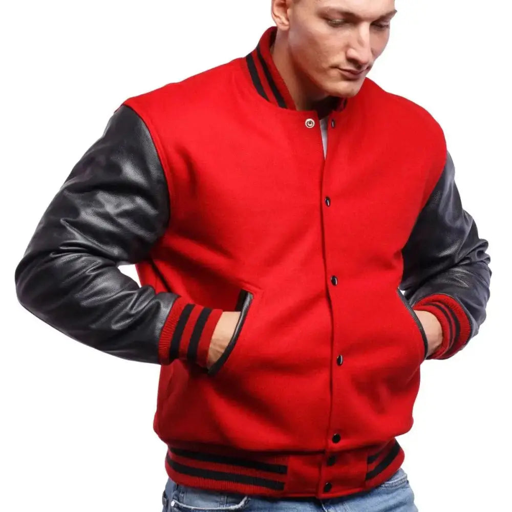 Mens Red and Black Varsity Jacket - Riders Republic UK