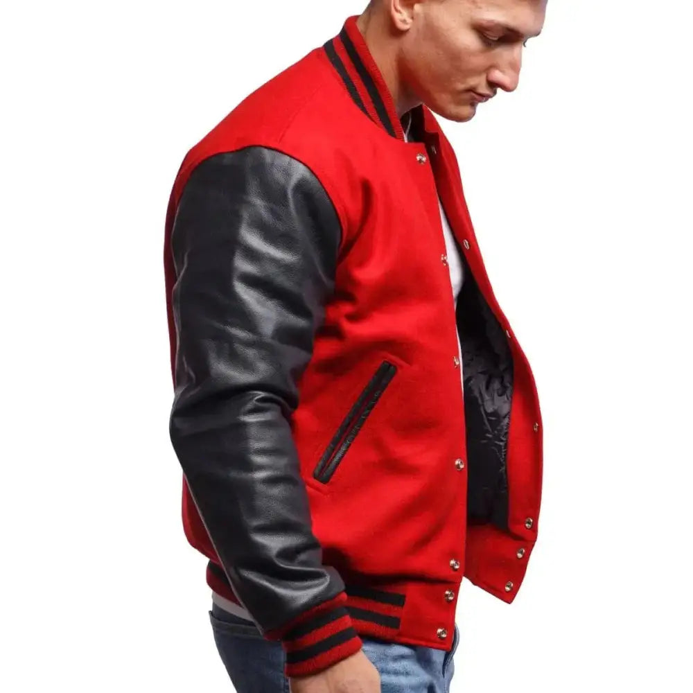 Mens Red and Black Varsity Jacket - Riders Republic UK