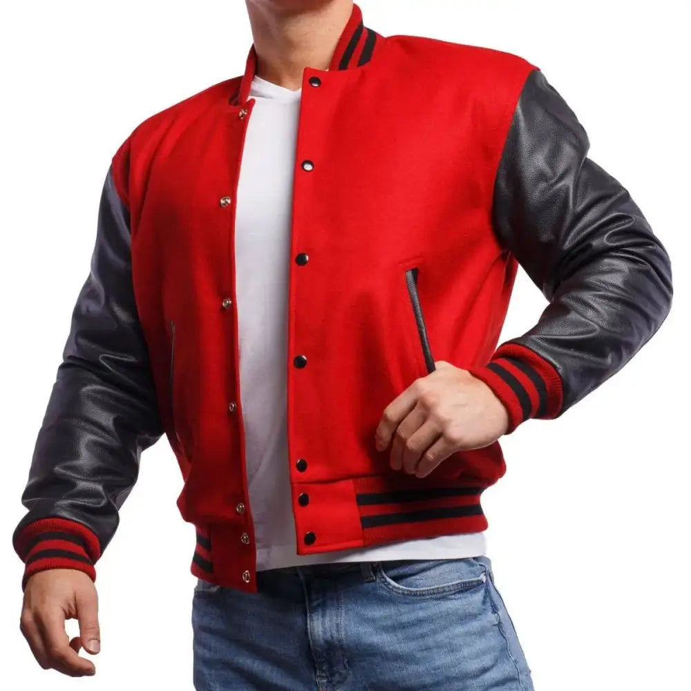 Mens Red and Black Varsity Jacket - Riders Republic UK