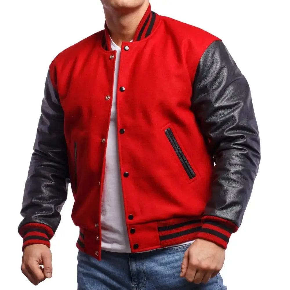 Mens Red and Black Varsity Jacket - Riders Republic UK