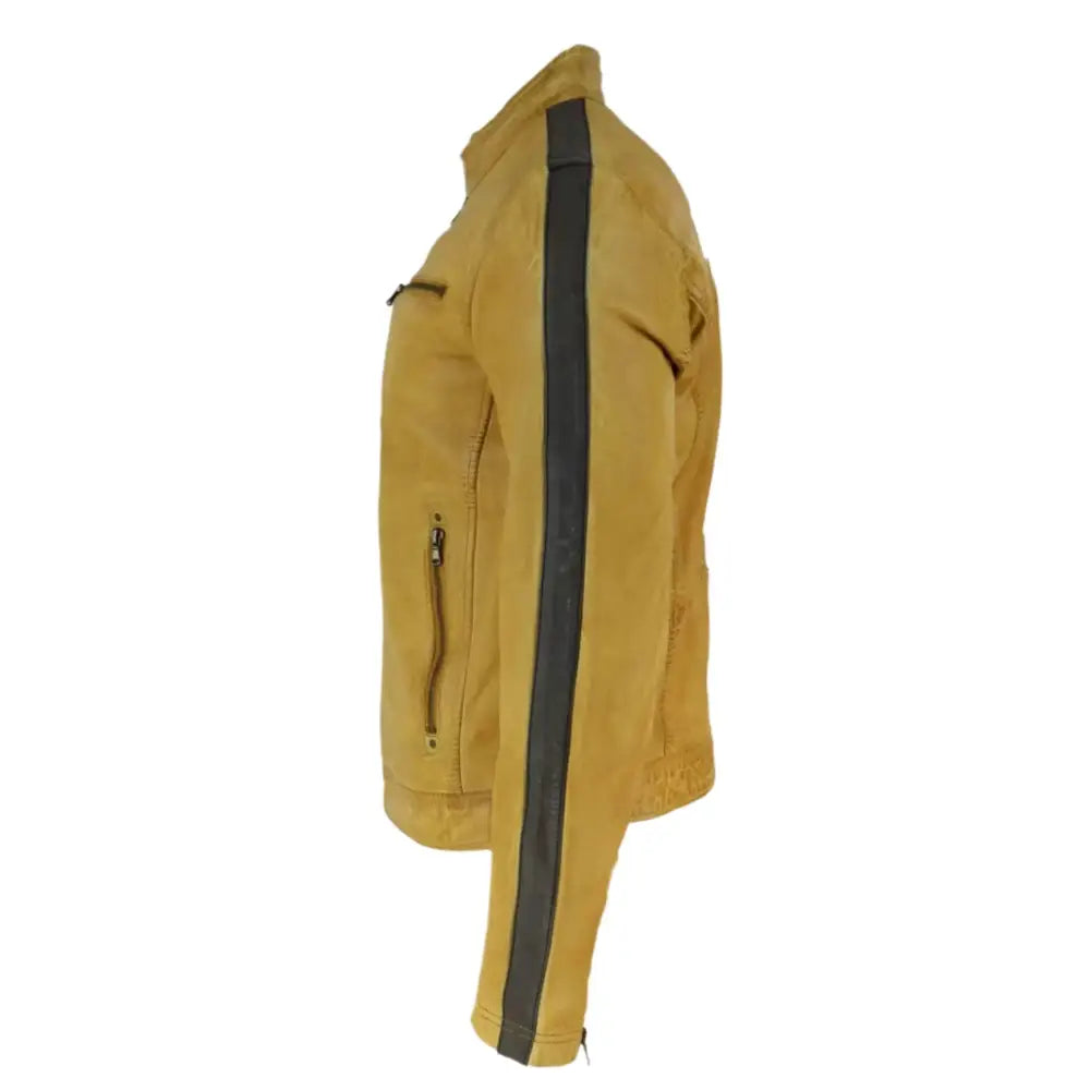 Mens Retro Racing Leather Biker Jacket - Riders Republic UK