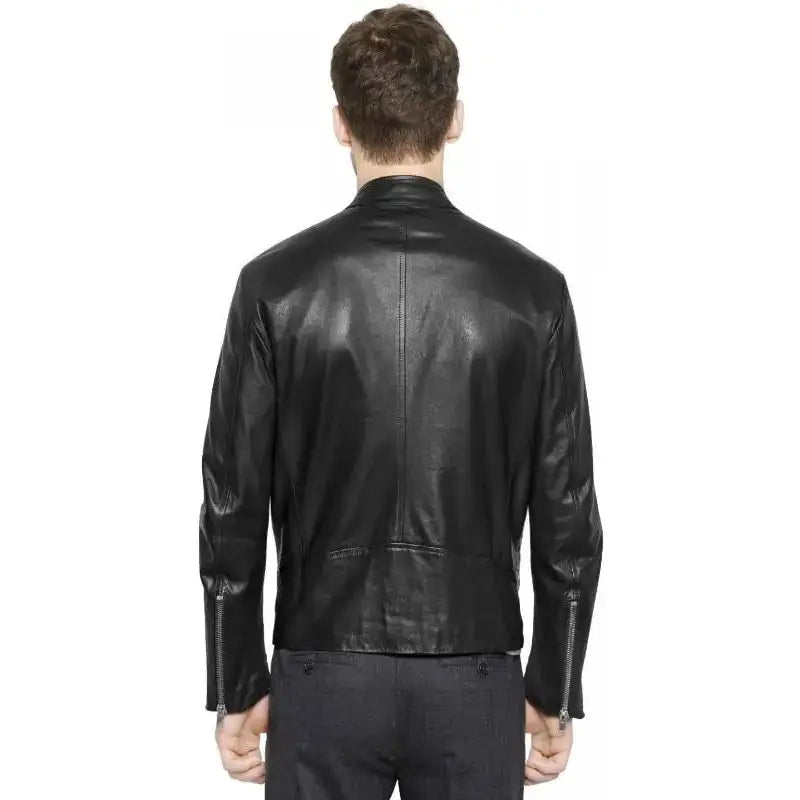 Mens Retro Black Leather Moto Jacket - Riders Republic UK