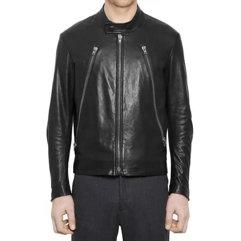 Mens Retro Black Leather Moto Jacket - Riders Republic UK