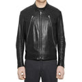 Mens Retro Black Leather Moto Jacket - Riders Republic UK