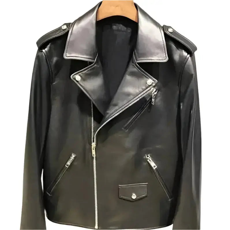 Rhinestone Skull Leather Biker Jacket - Riders Republic UK