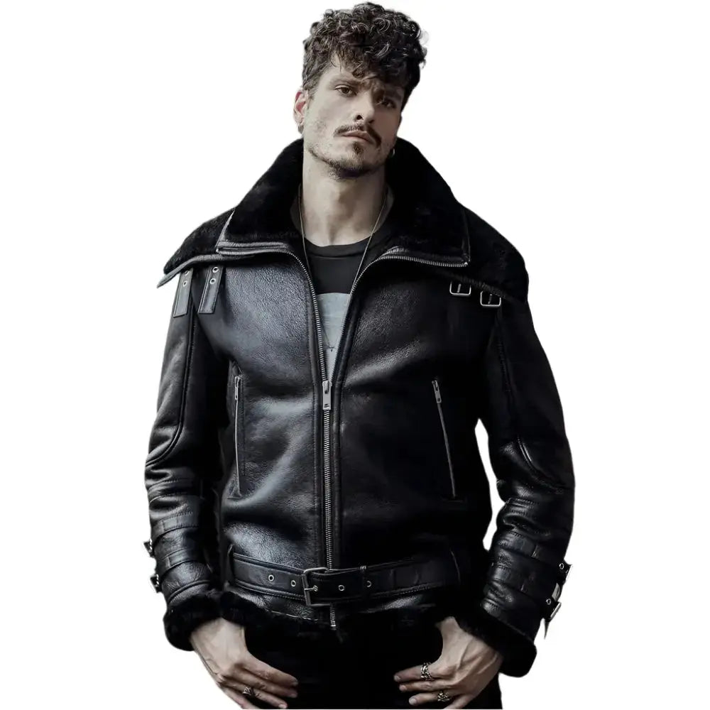 Mens Shearling Aviator Flying Jacket - Riders Republic UK