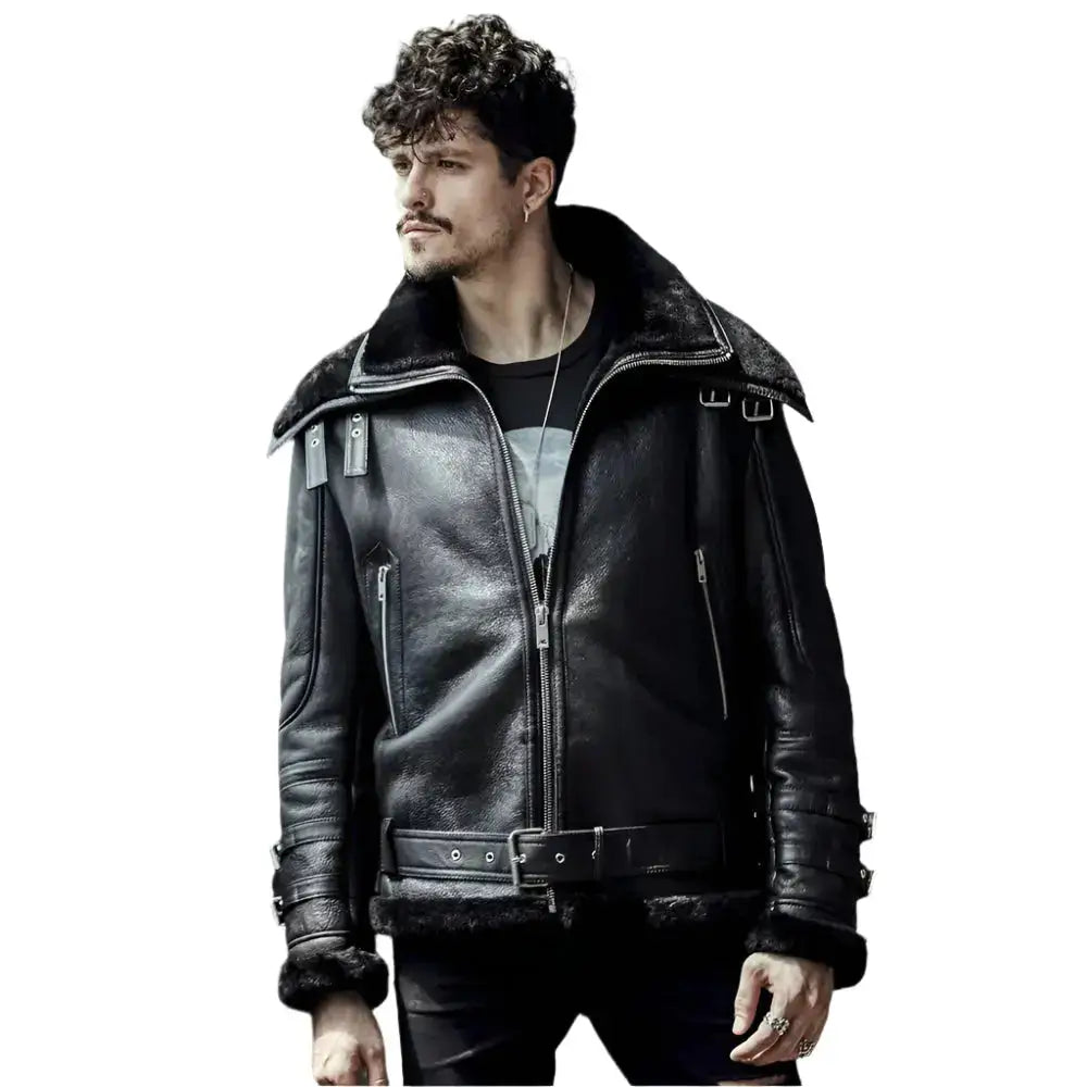 Mens Shearling Aviator Flying Jacket - Riders Republic UK