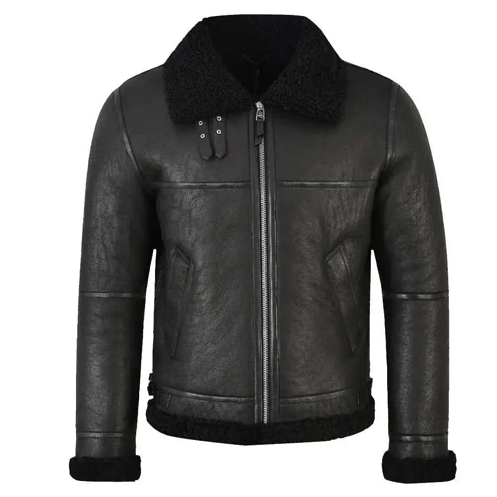 Mens Shearling Aviator Leather Jacket - Riders Republic UK
