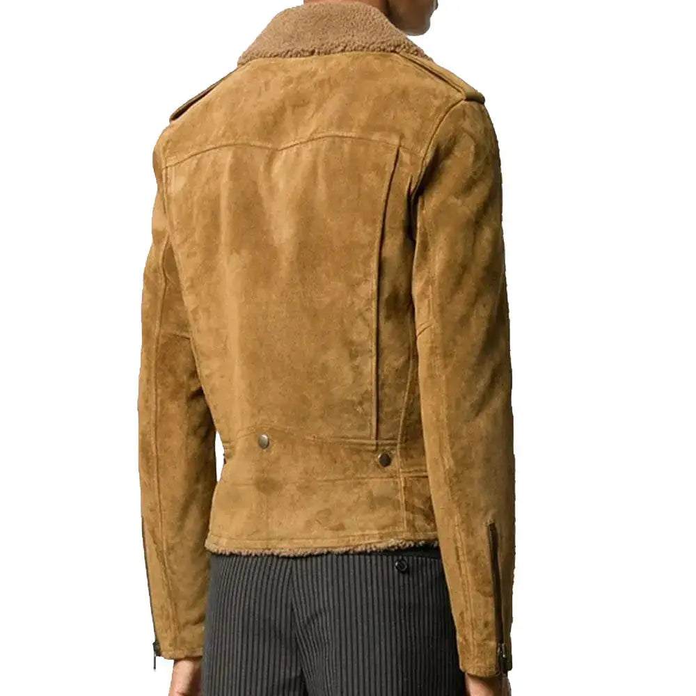 Mens Shearling Suede Bomber Jacket - Riders Republic UK