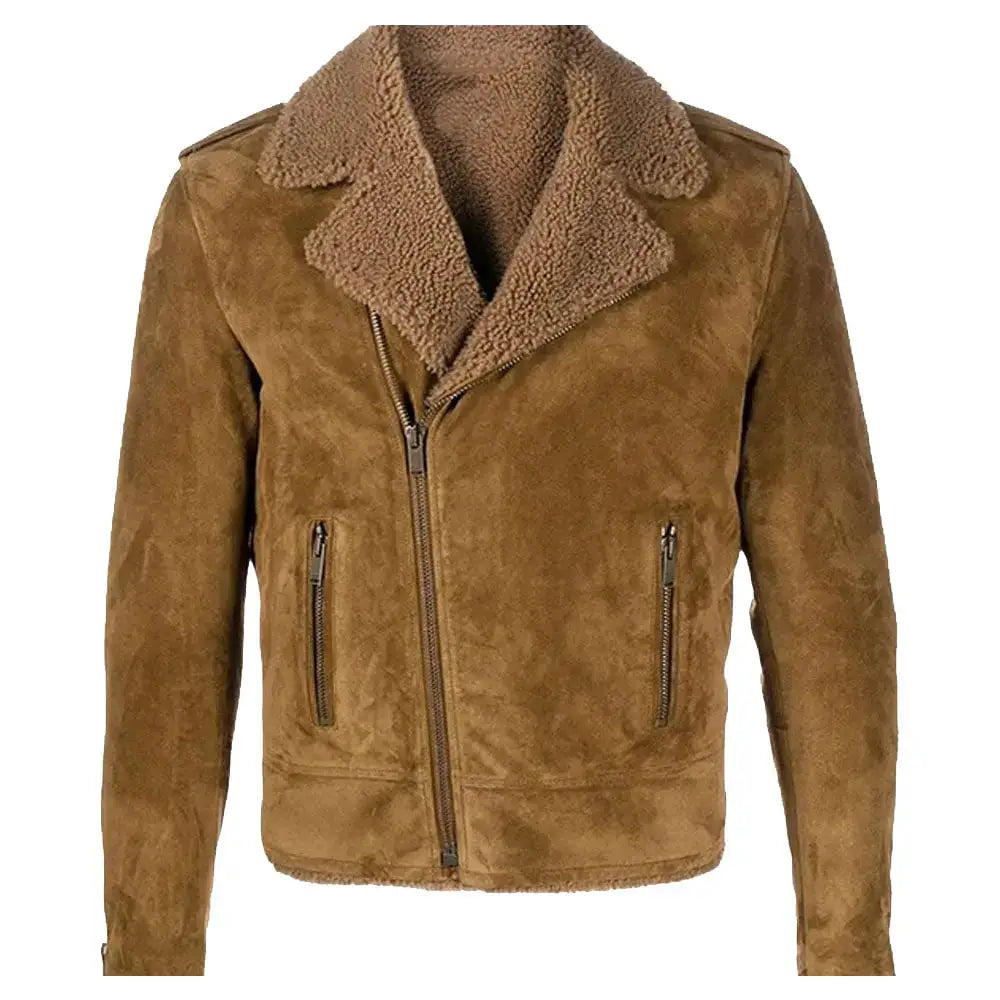 Mens Shearling Suede Bomber Jacket - Riders Republic UK