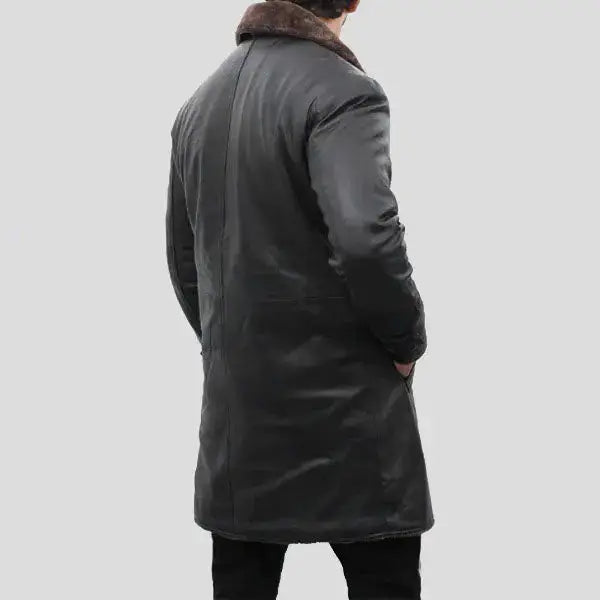 Mens Shearling Lined Leather Trench Coat - Riders Republic UK