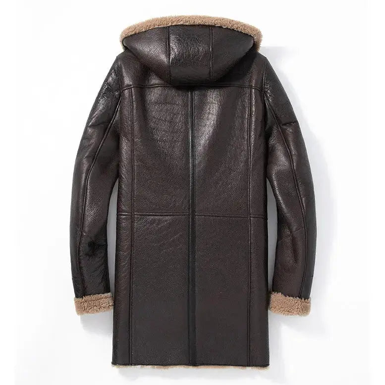 Mens Shearling Sheepskin Hooded Winter Parka - Riders Republic UK