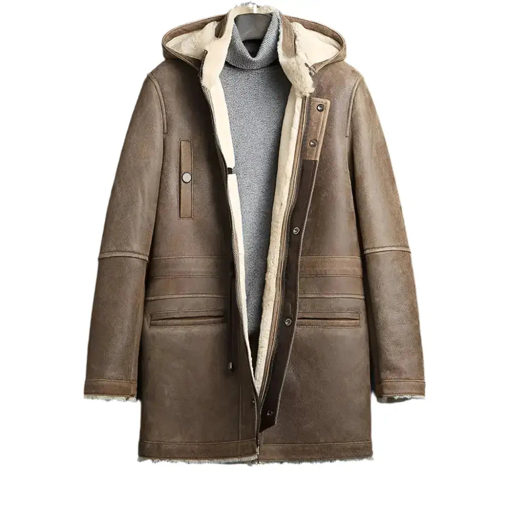 Mens Shearling Winter Long Coat - Riders Republic UK