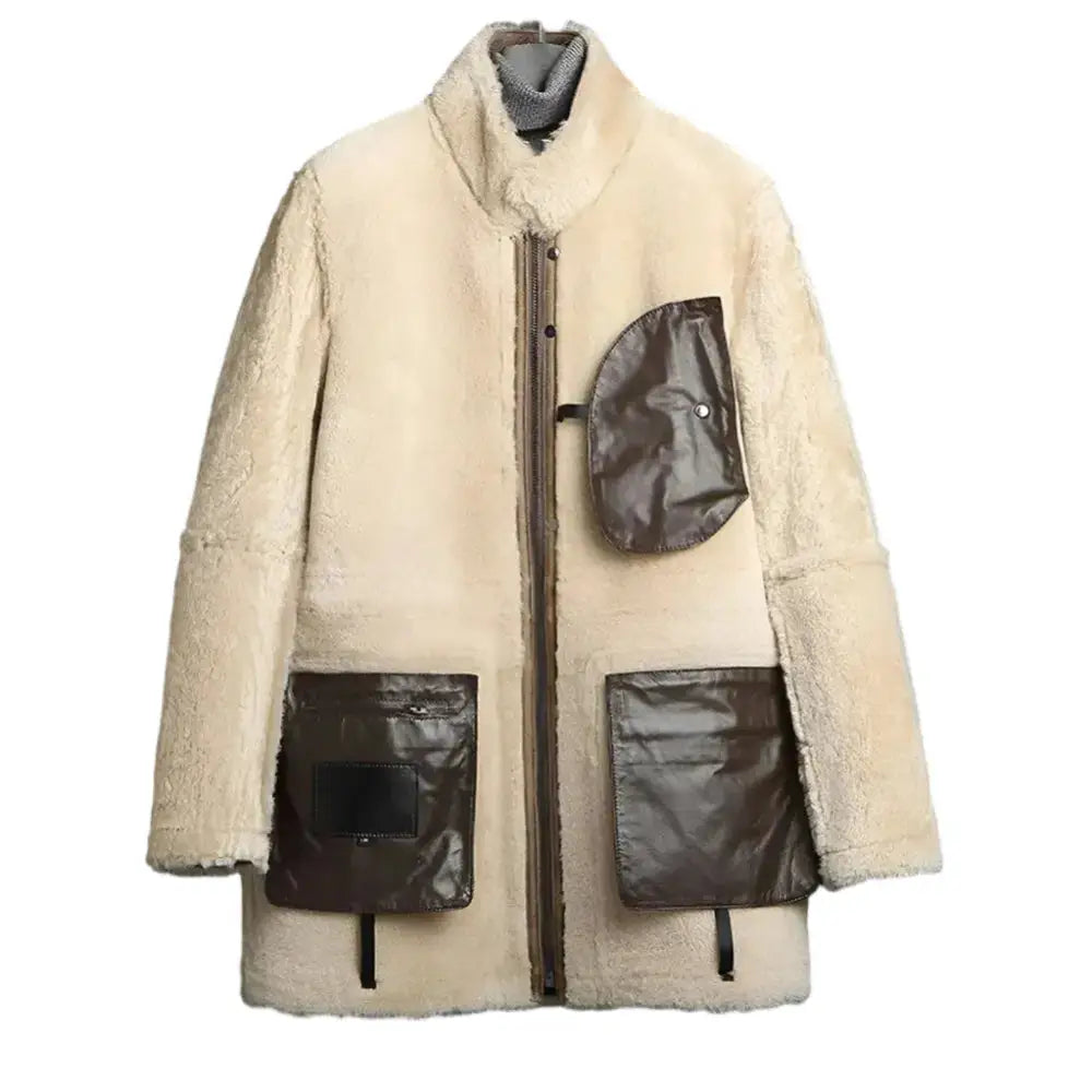 Mens Shearling Winter Long Coat - Riders Republic UK