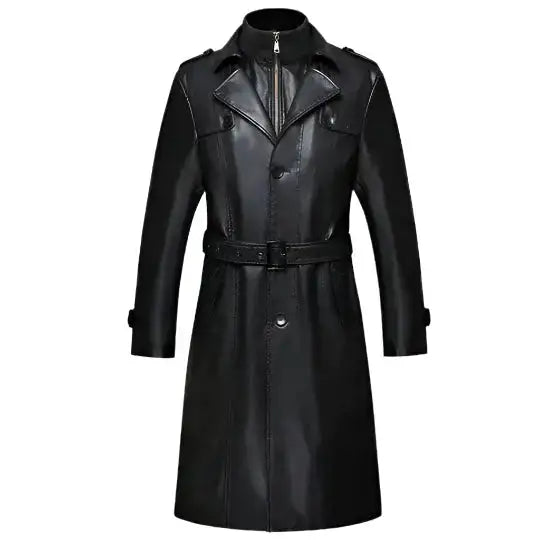 Mens Sheepskin Leather Trench Coat - Riders Republic UK