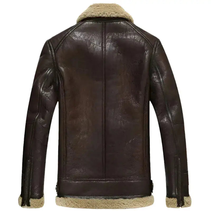 Men’s B-3 lambskin motorcycle fur coat with aviator flight jacket shape