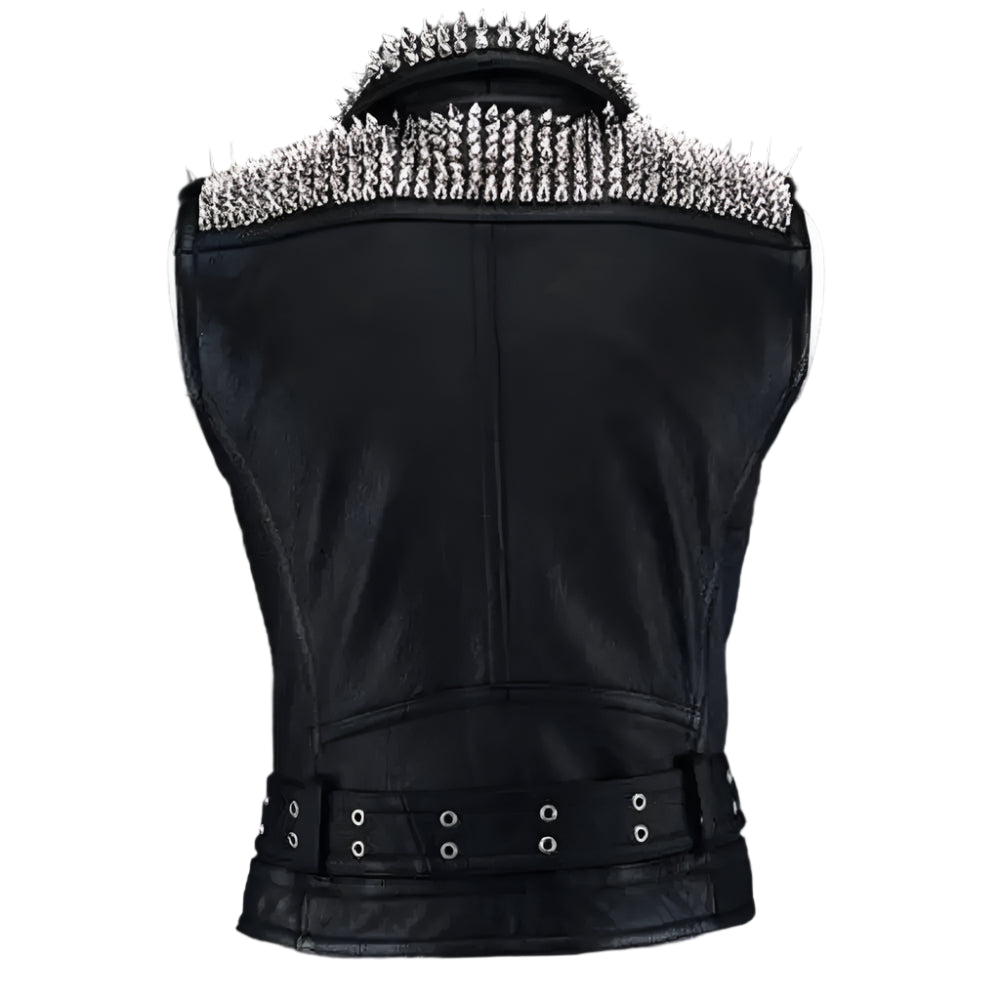 Silver Studded Leather Vest Mens - Riders Republic UK