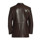 Brown leather sports coat for men with smart casual styling