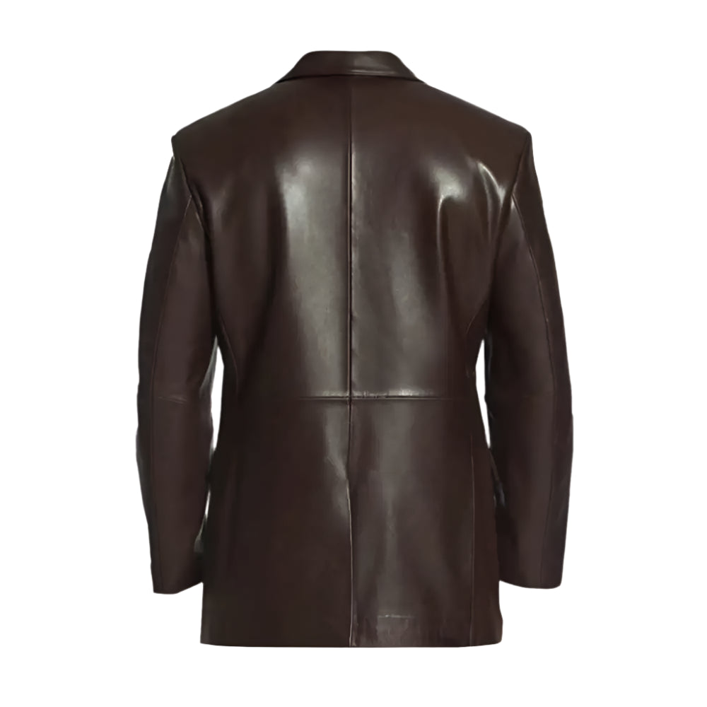 Brown leather sports coat for men with smart casual styling