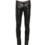 Men’s black leather skinny pants in genuine lambskin leather