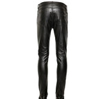 Black skinny leather trousers for men with tailored fit
