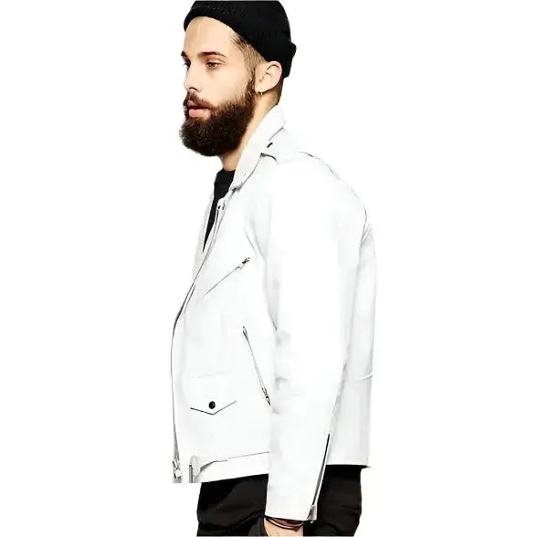 Mens Slim Fit Lambskin Leather Biker Jacket - Riders Republic UK
