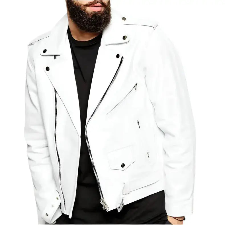 Mens Slim Fit Lambskin Leather Biker Jacket - Riders Republic UK