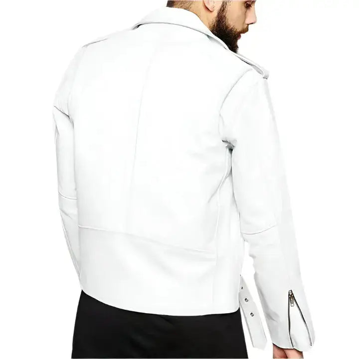 Mens Slim Fit Lambskin Leather Biker Jacket - Riders Republic UK
