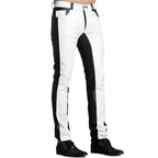 Men’s leather biker trousers styled with boots and jacket