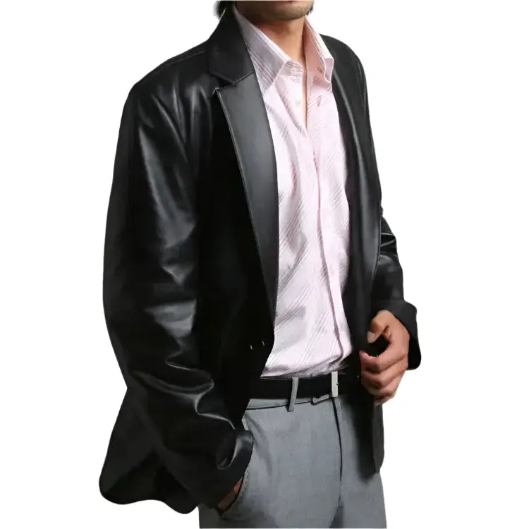 Mens Soft Lambskin Leather Blazer Coat - Riders Republic UK