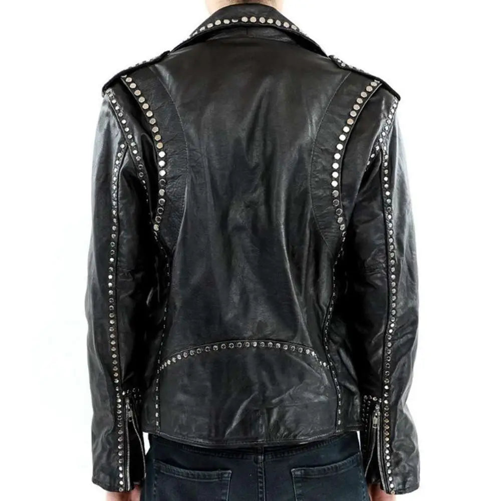 Mens Studded Black Leather Jacket - Riders Republic UK