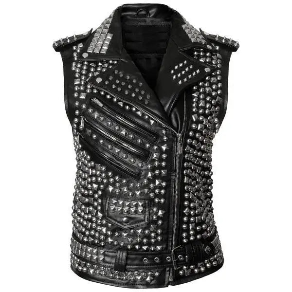 Mens Studded Leather Vest - Riders Republic UK