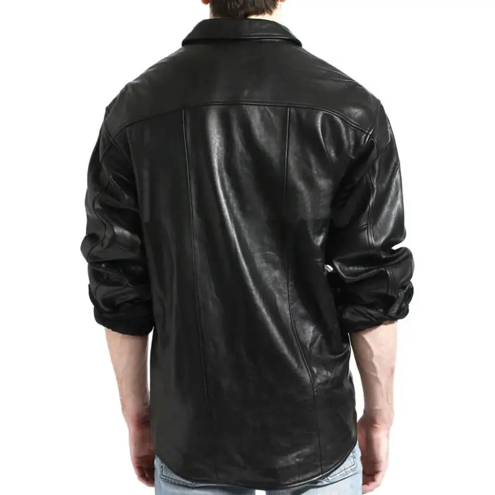 Mens Lambskin Leather Shirt - Riders Republic UK