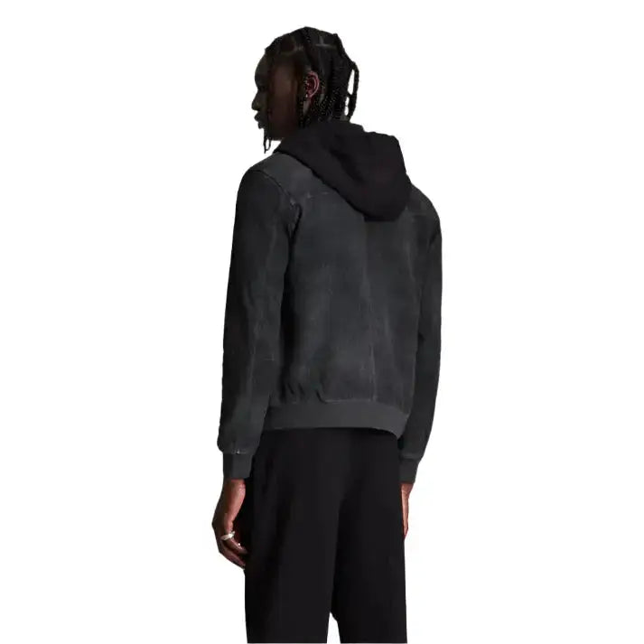 Mens Suede Hooded Bomber Jacket - Riders Republic UK