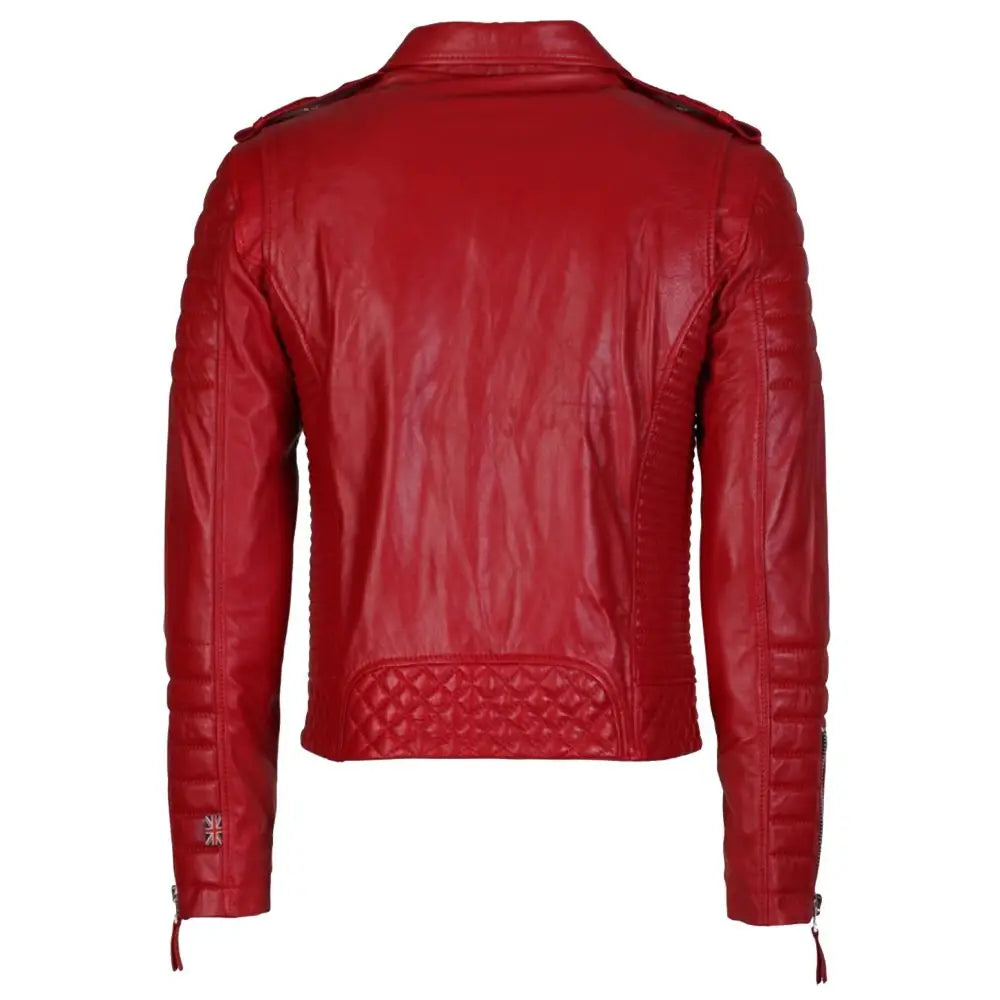Men Supreme Red Biker Leather Jacket - Riders Republic UK