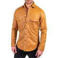 Tan Brown Lambskin Leather Shirt - Riders Republic UK