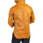Tan Brown Lambskin Leather Shirt - Riders Republic UK