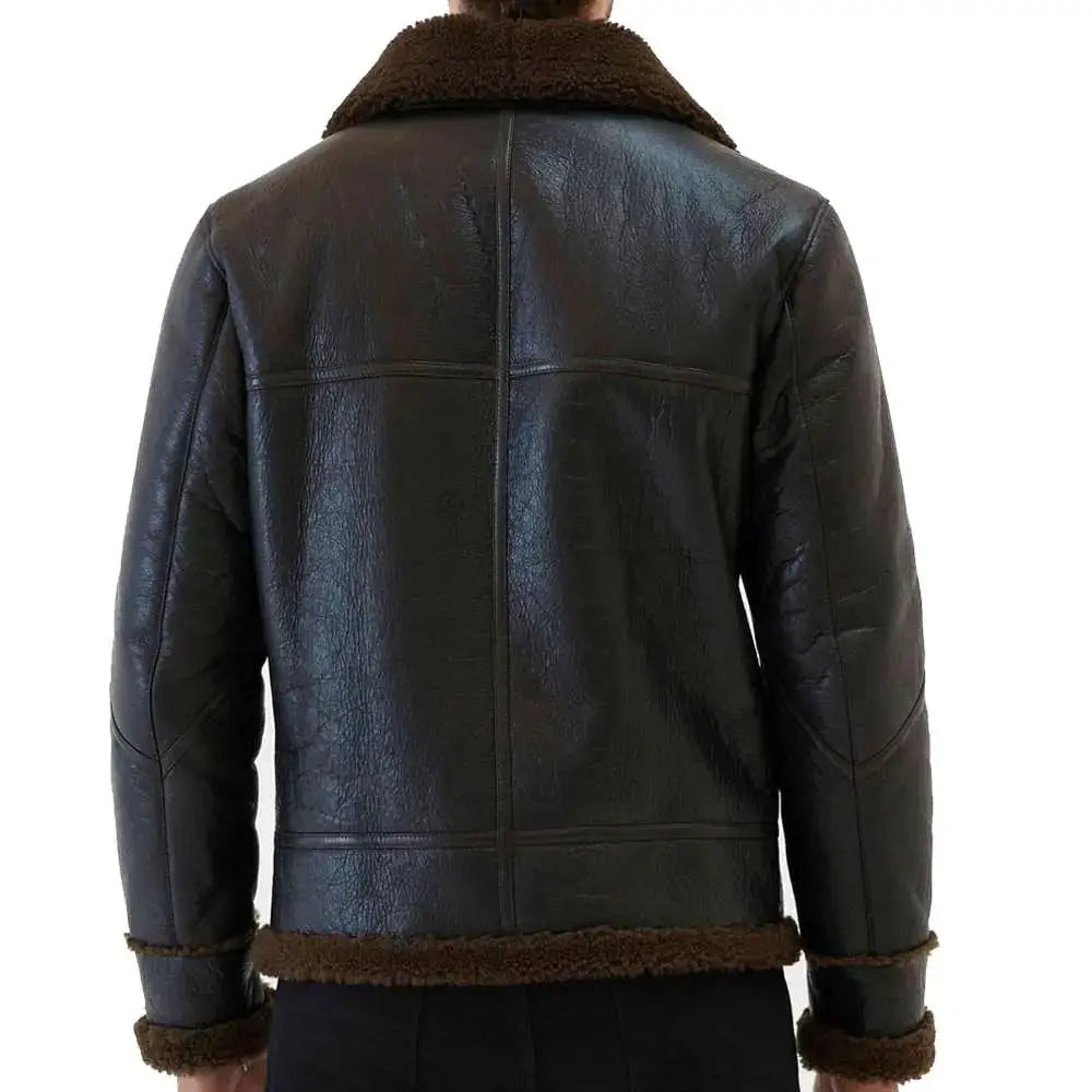 Tobacco Brown Mens Aviator Shearling Bomber Jacket - Riders Republic UK