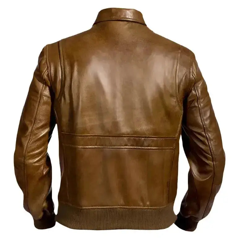 Mens Traditional Brown Leather Jacket - Riders Republic UK