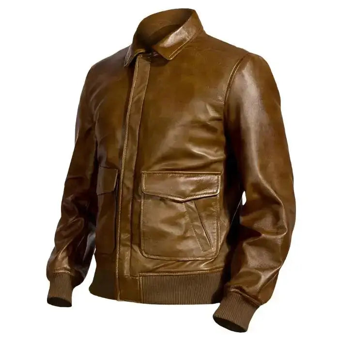 Mens Traditional Brown Leather Jacket - Riders Republic UK