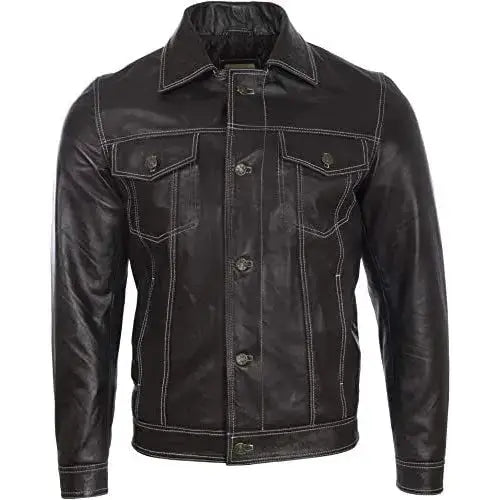 Leather Biker Jacket Denim Style - Riders Republic UK